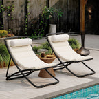 Outdoor Folding Chair Set with Adjustable Backrest – Black or Yellow