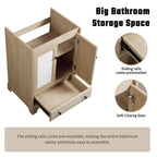 Bathroom Vanity with Porcelain Basin and 1 Drawer - Brown