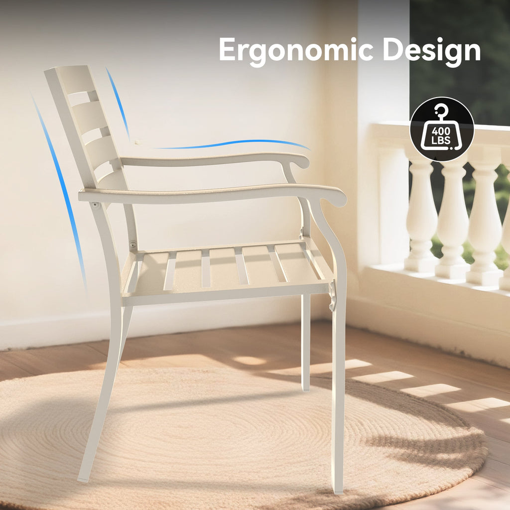Iron Terrace Dining Chairs with Ecoating Finish - Cream Color