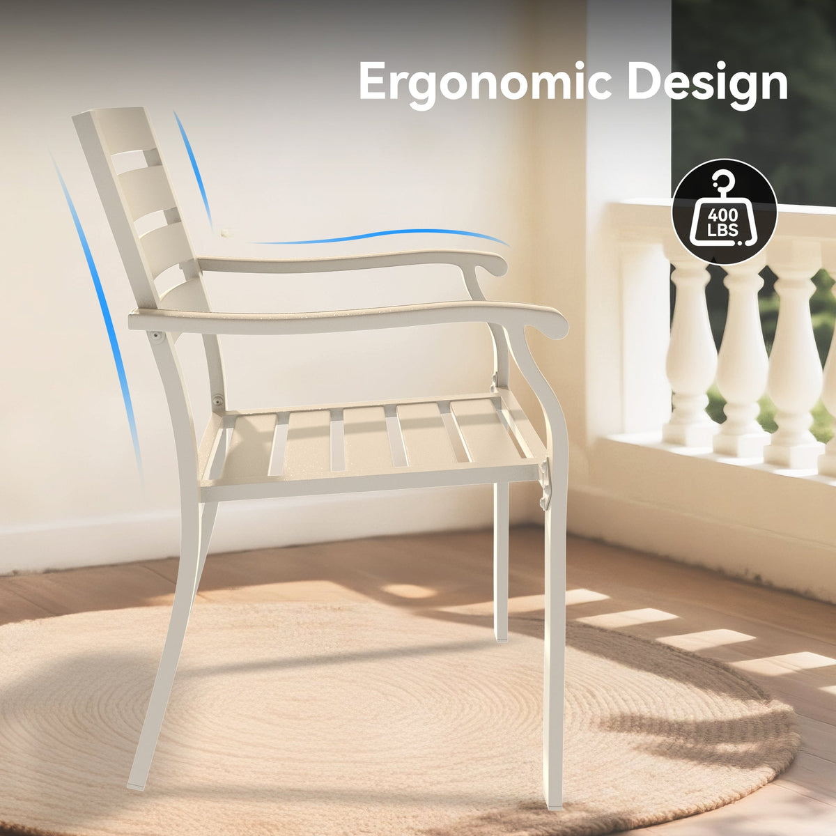 Iron Terrace Dining Chairs with Ecoating Finish - Cream Color