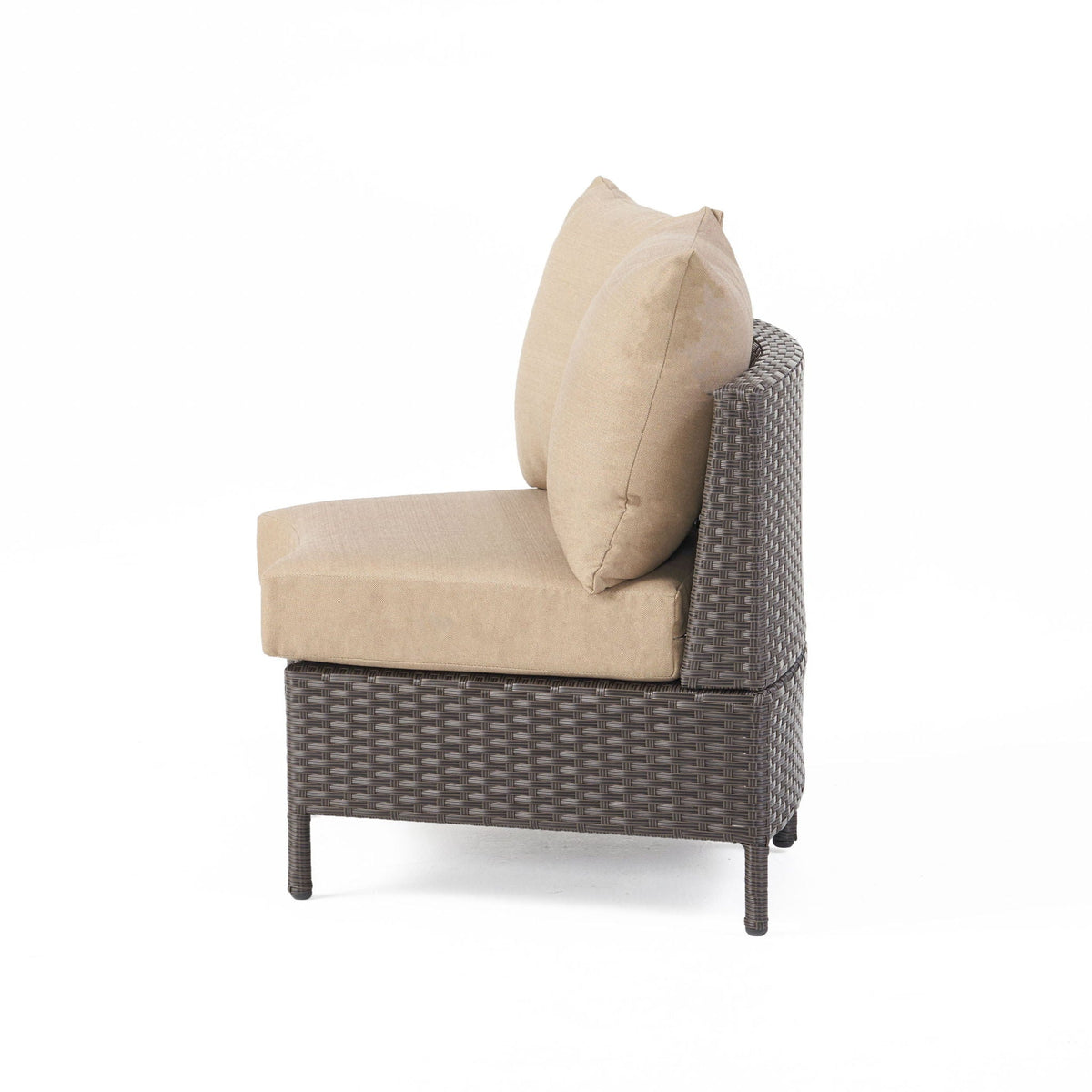 Pt Limon Modern Outdoor Single Sofa with Iron Frame – Pearl Silver or Light Brown