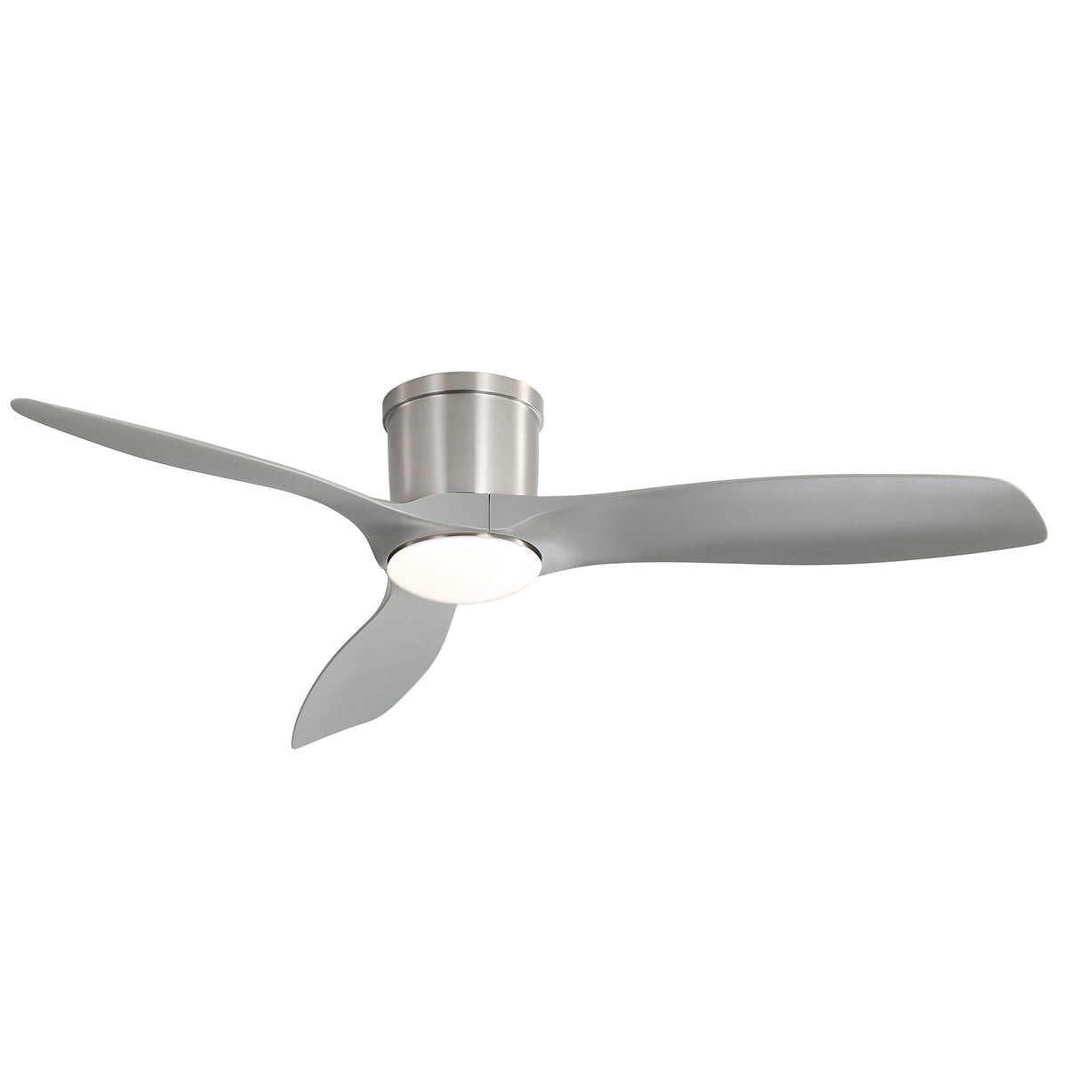 Flush Mount Ceiling Fan With Dimmable LED Light and Reversible DC Motor - Pearl Silver or Light Brown