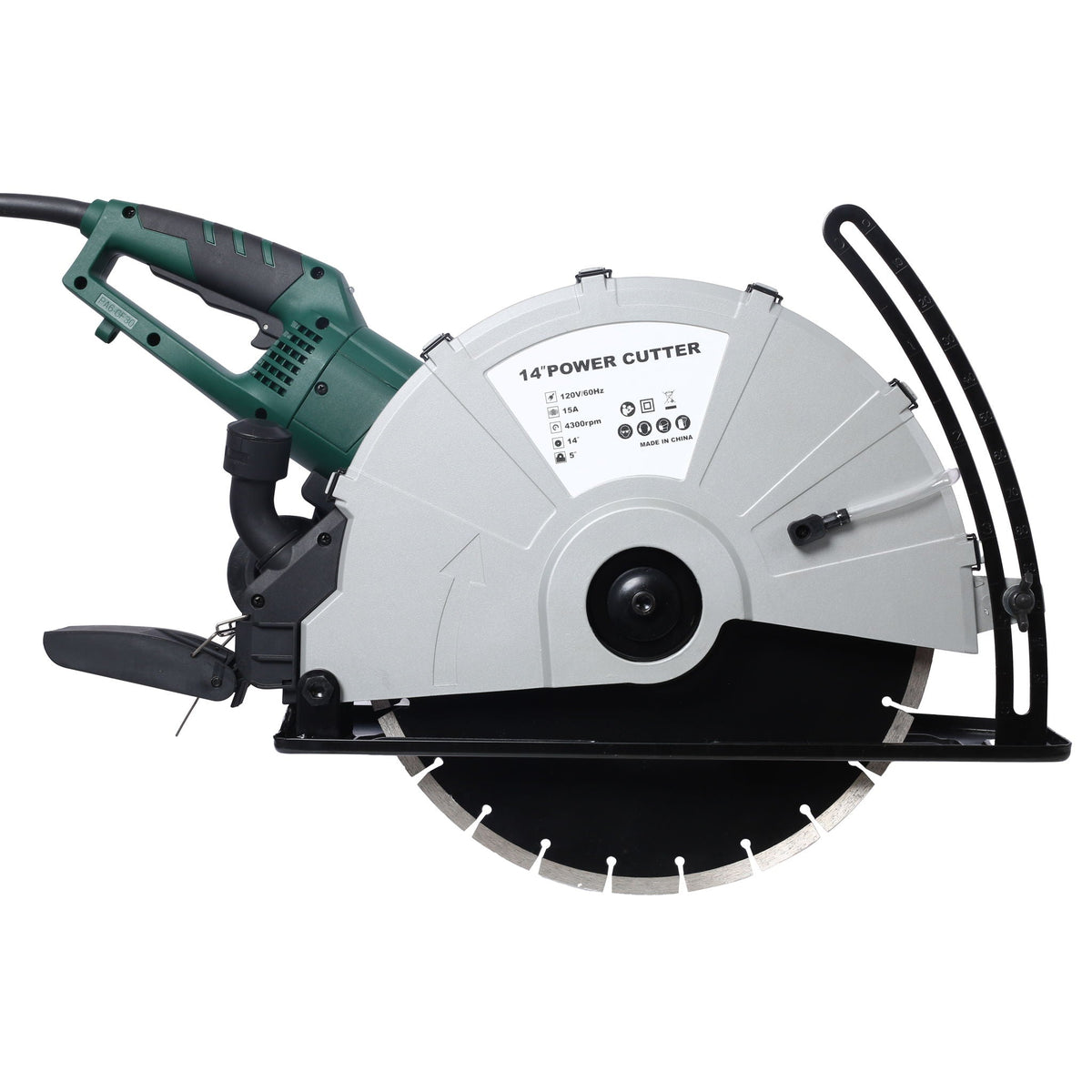 Portable Electric Circular Concrete Saw with 14" Wet/Dry Diamond Blade - Green