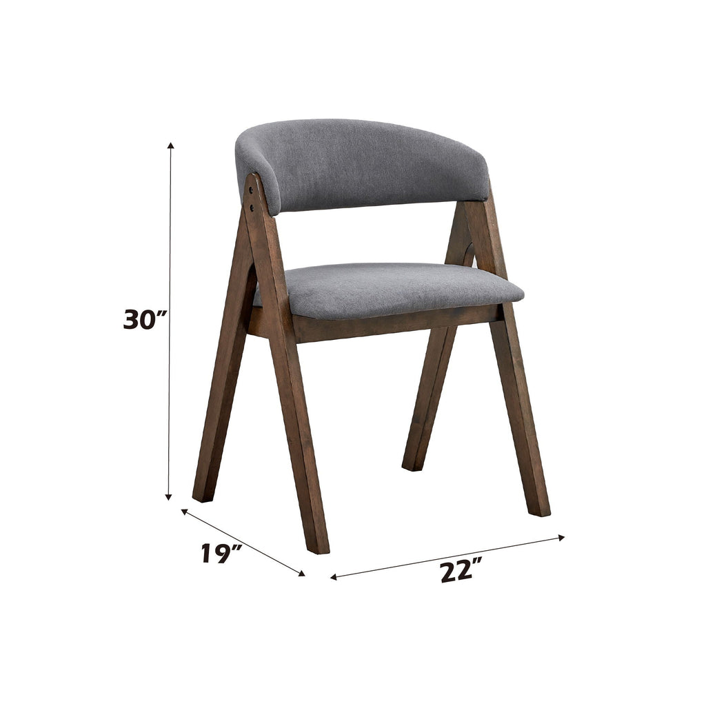Gray Side Chair Set with Upholstered Cushion - Modern Dining Room Chairs
