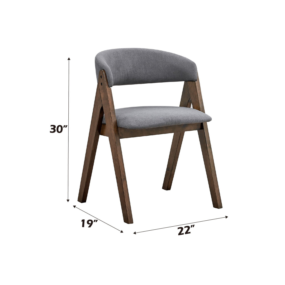 Gray Side Chair Set with Upholstered Cushion - Modern Dining Room Chairs