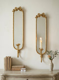 Set of 2 Wall Mirrors with Glass and Metal Frame