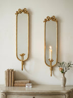 Set of 2 Wall Mirrors with Glass and Metal Frame