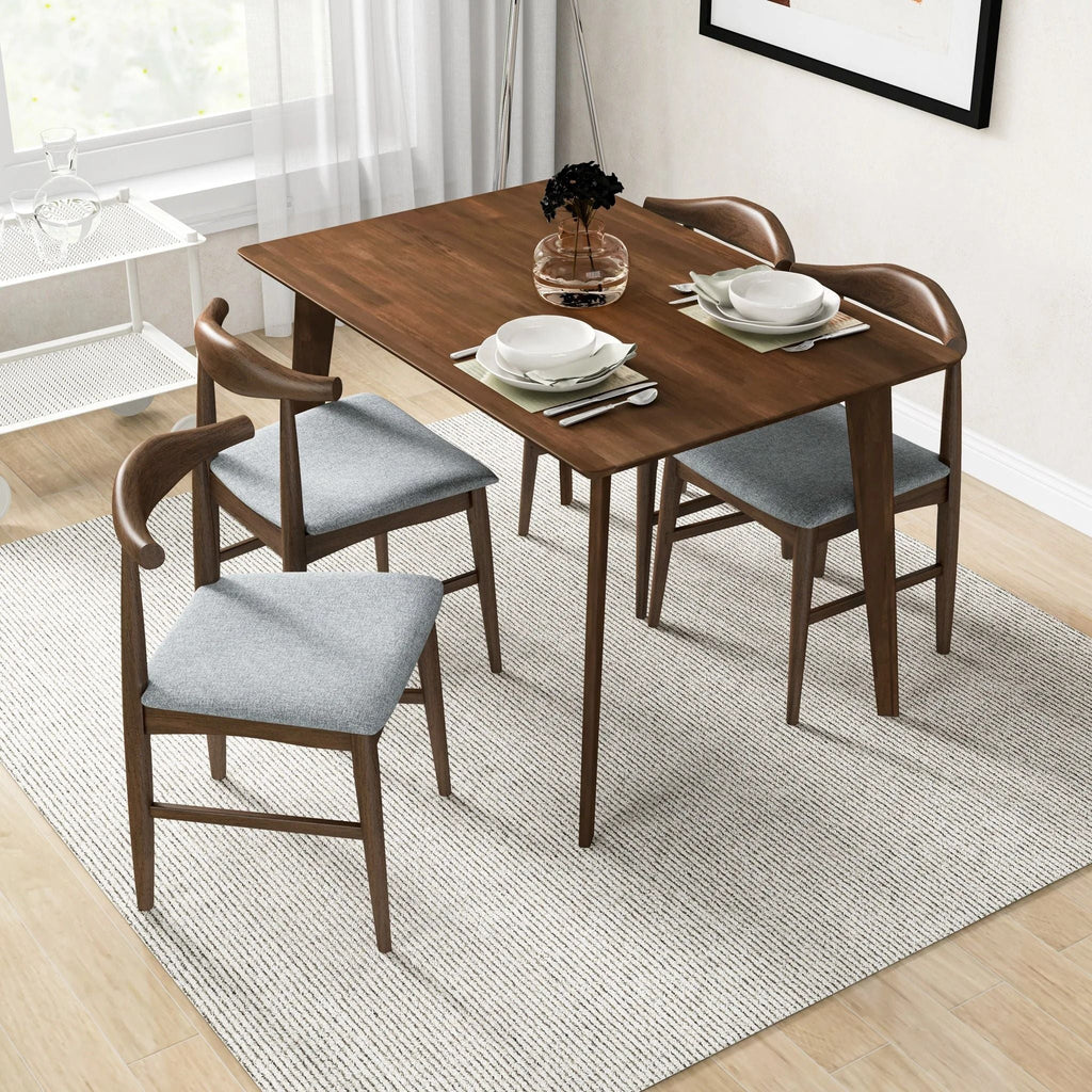 Modern Rectangular Dining Table with Solid Wood Construction - Dark Brown or White