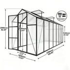 Windproof Greenhouse with Raised Base - Polycarbonate Panels - Black