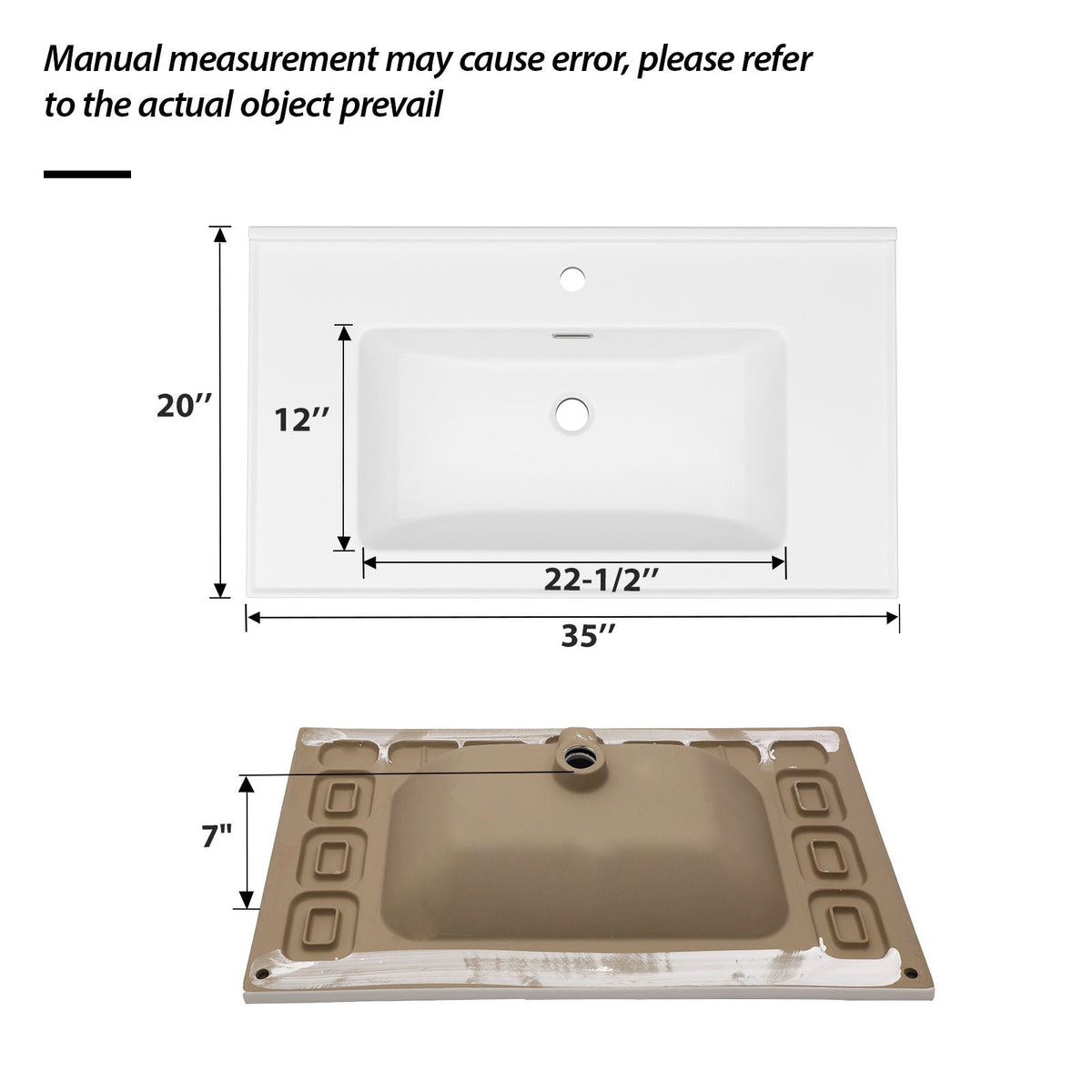 Modern Rectangular Vanity Top with Overflow – White