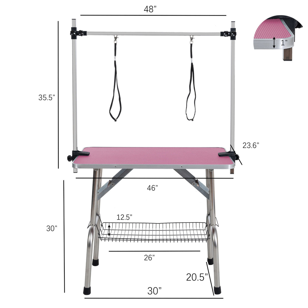 Folding Pet Grooming Table with Adjustable Arm - Multiple Colors