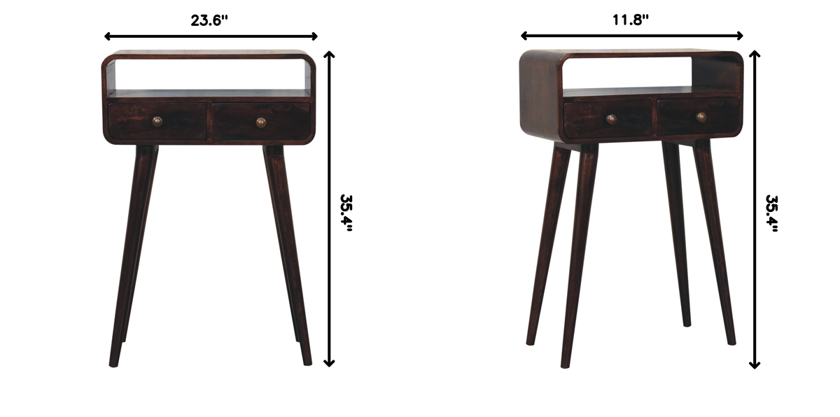 Solid Wood Mini California Console Table with Storage Drawers - Walnut