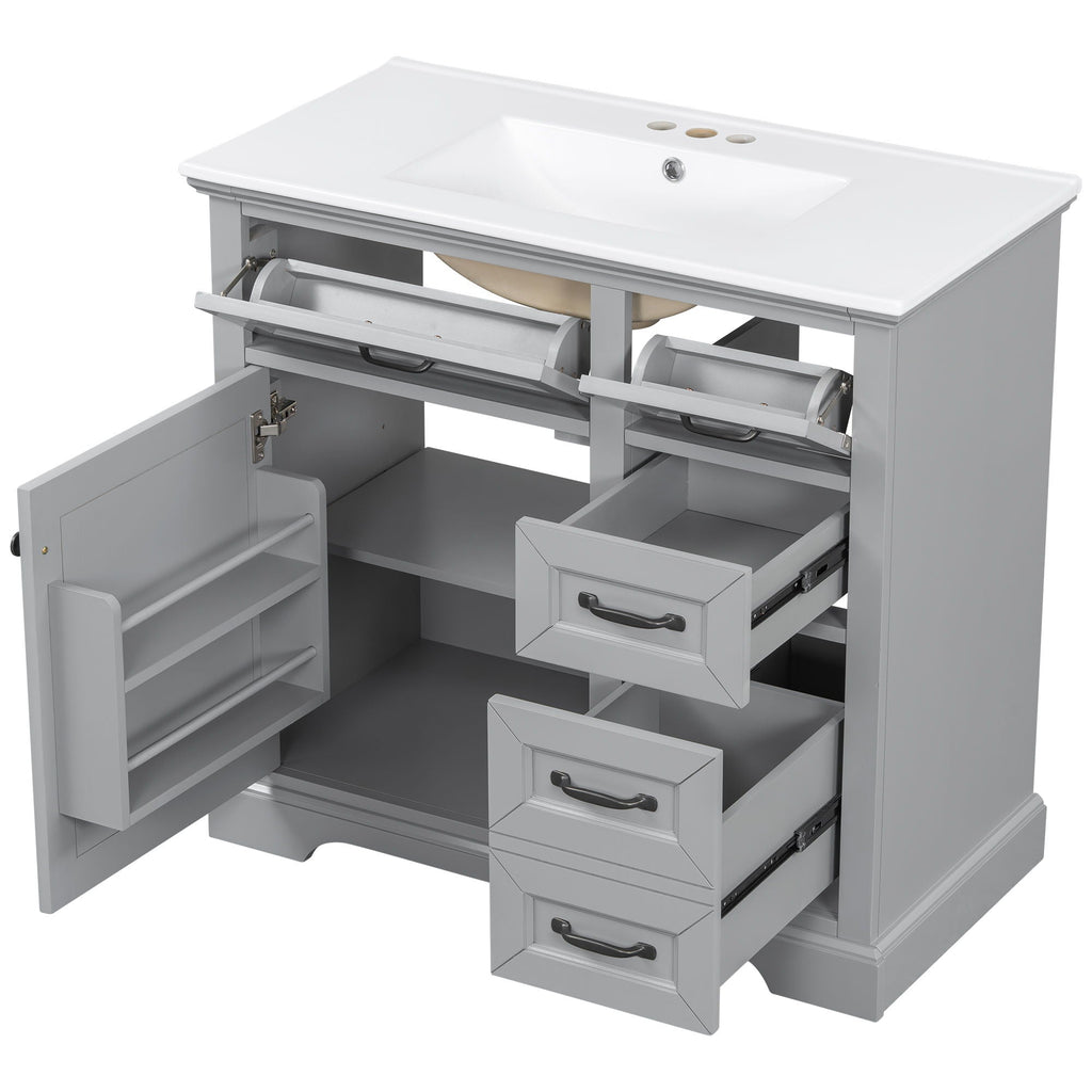 36" Bathroom Vanity with Sink and Soft Close Hinges - Dark Gray or White