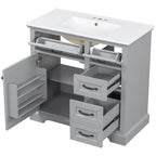 36" Bathroom Vanity with Sink and Soft Close Hinges - Dark Gray or White