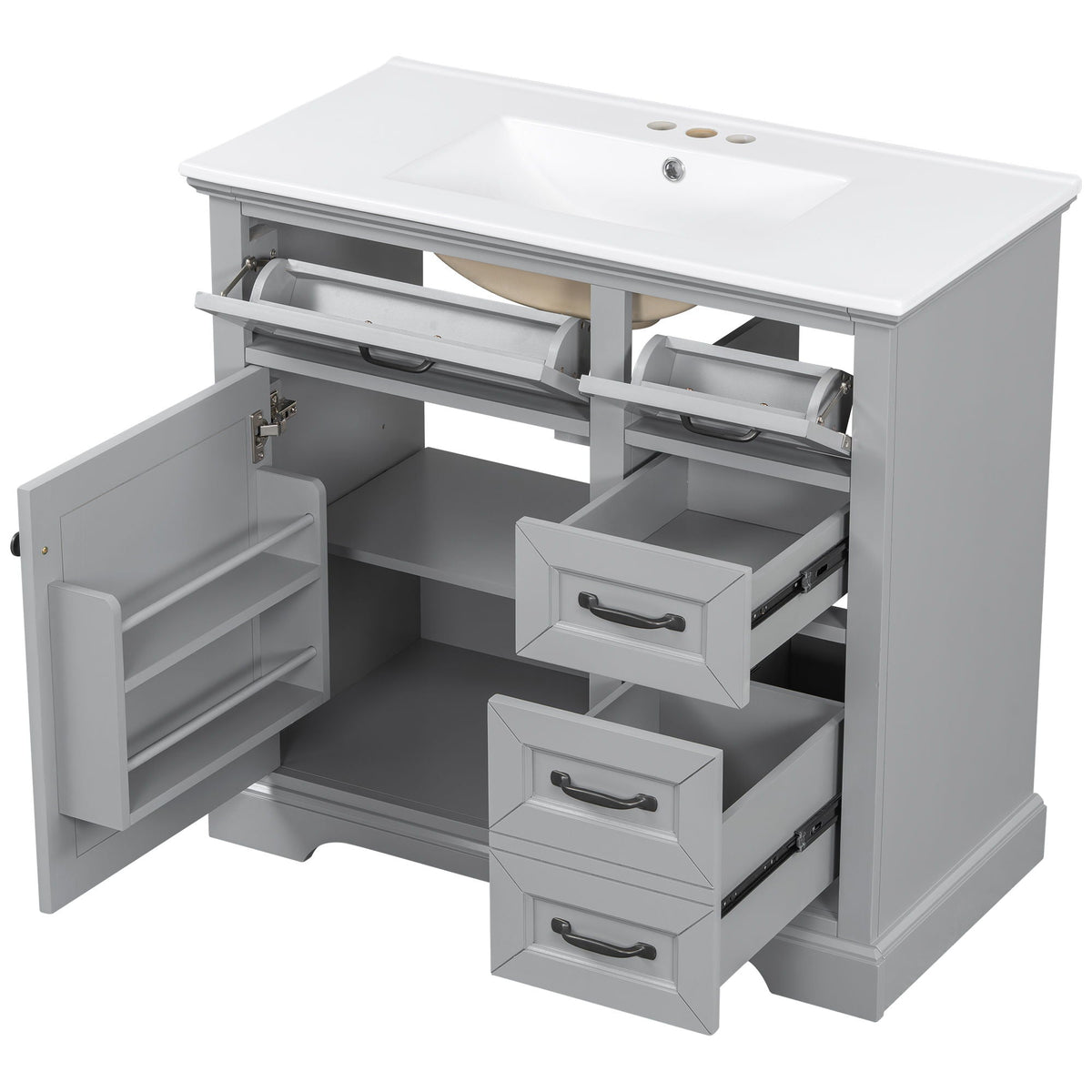 36" Bathroom Vanity with Sink and Soft Close Hinges - Dark Gray or White