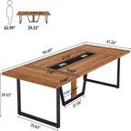 Conference Table for 8–10 People with Cable Management - Brown / Black