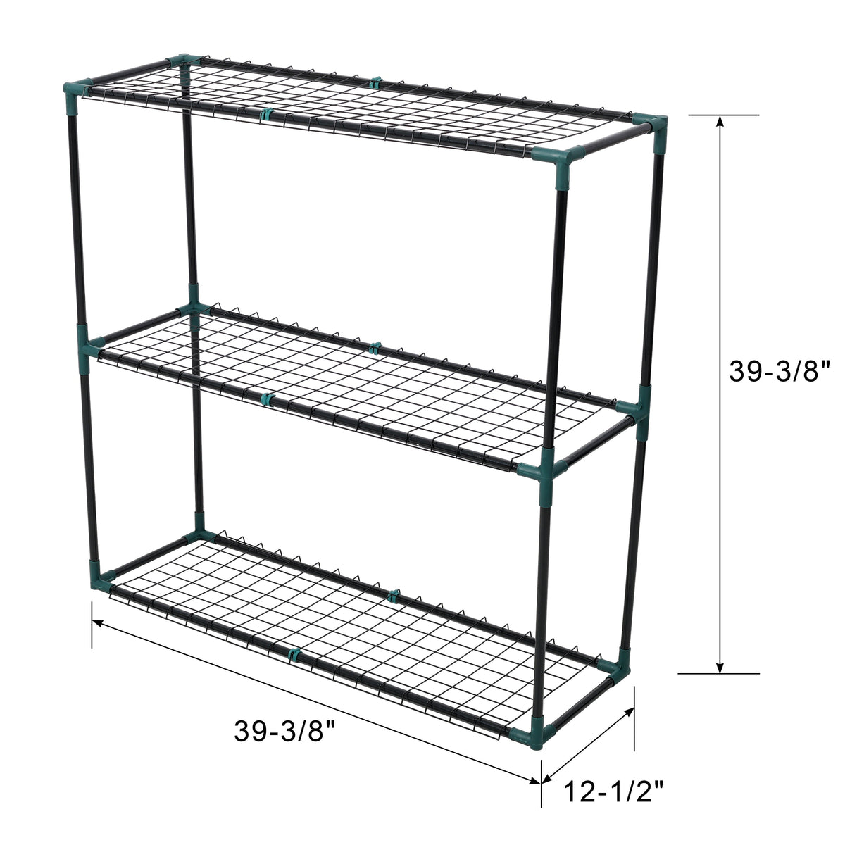3 Tier Lean-To Portable Greenhouse with Wire Shelves - Green