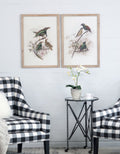 Bird Framed Print Set with Light Wood Frame - Multicolor