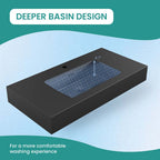 Matte Black Integrated Solid Surface Basin with Built-in Overflow - Matt Black