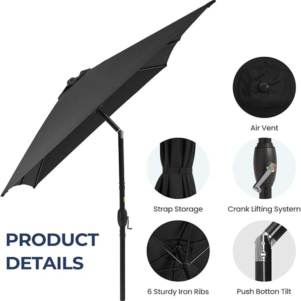 Rectangular Patio Umbrella with Crank Tilt - UV-Resistant Canopy