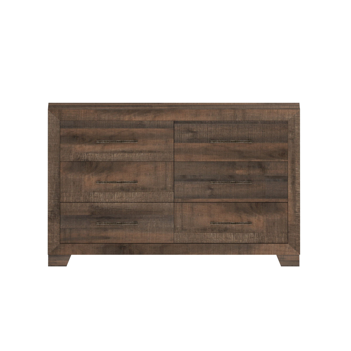 6 Drawer Wooden Dresser with Spacious Storage - Brown