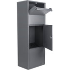 Steel Large Single Compartment Locking Parcel Drop Box with Keyed Access - Gray