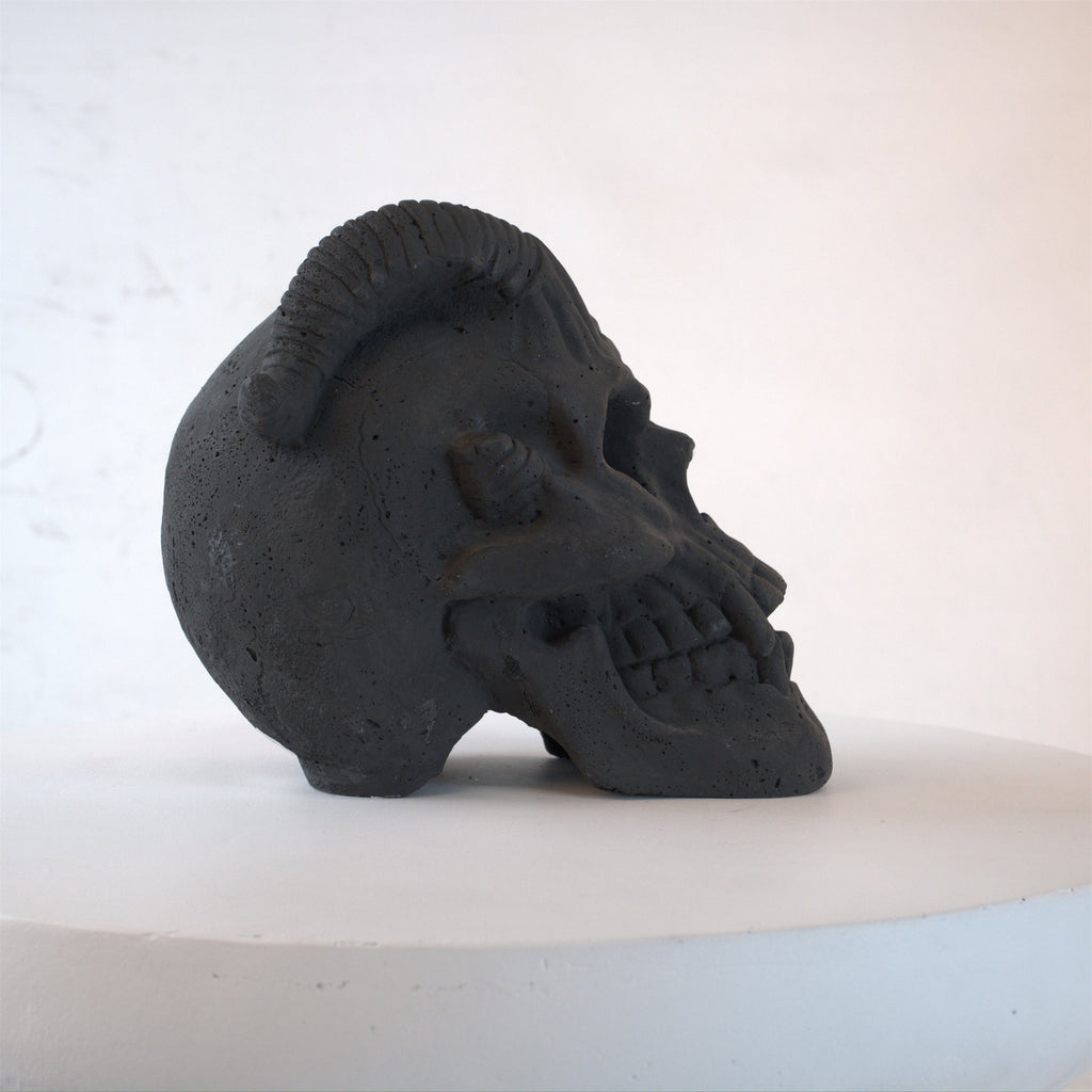 Hand-Forged Flame Skull for Fire Pits with Dramatic Flame Vents - Natural Finish