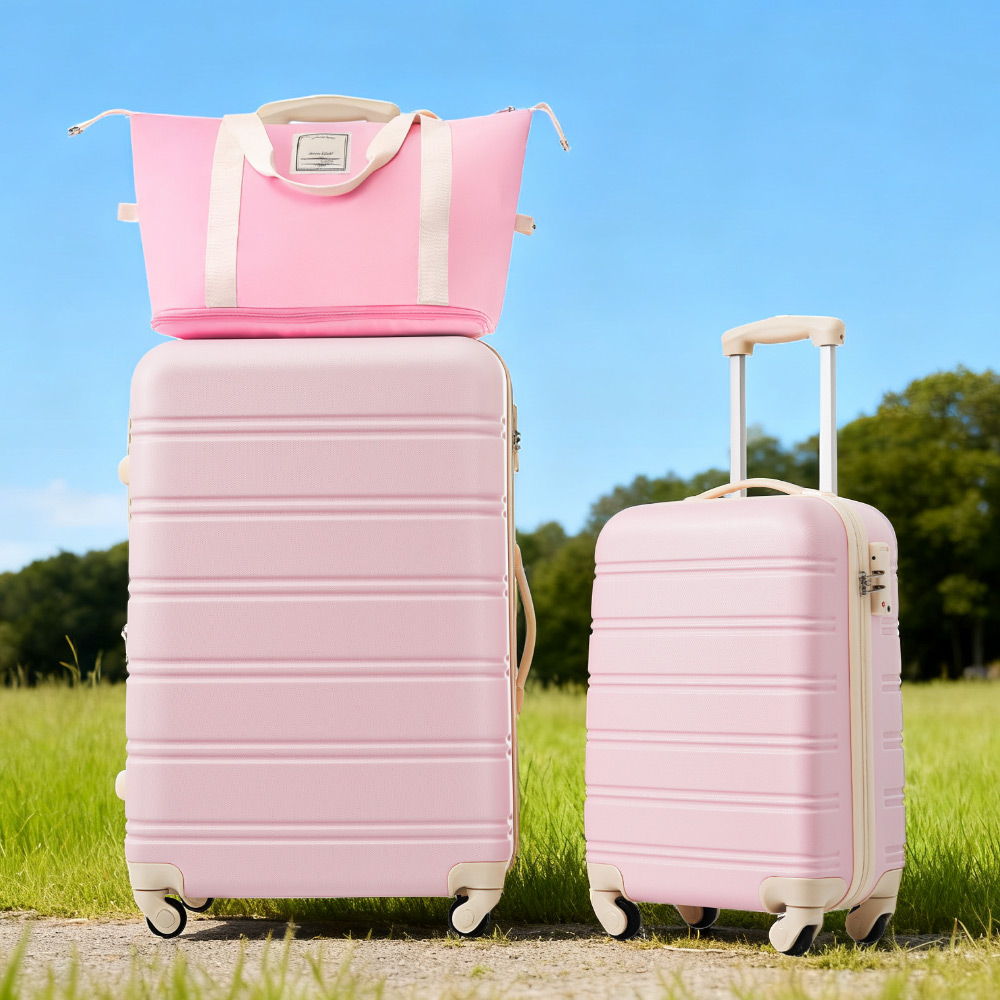 Lightweight Hardshell Luggage Set 2 Piece with TSA Lock - Black, White or Pink