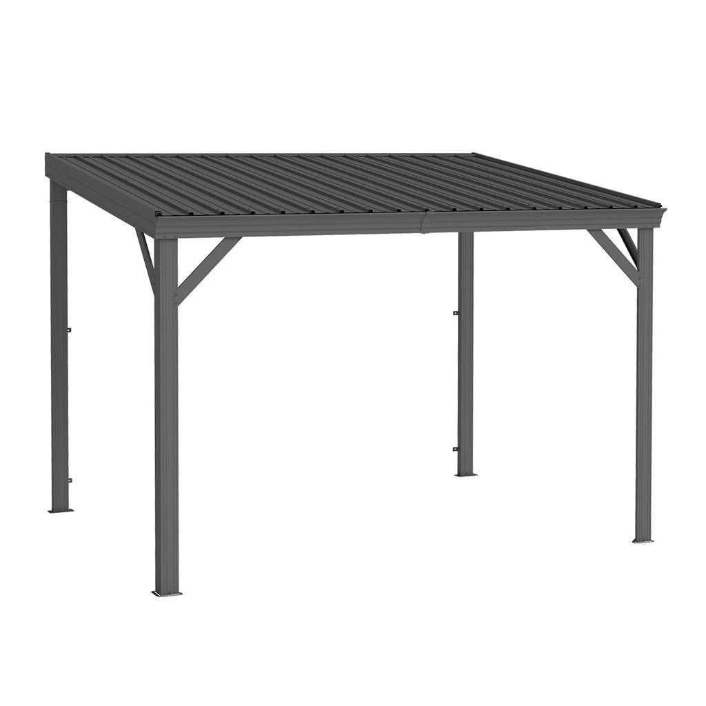 8' x 10' Lean To Gazebo with Upgraded Drainage System - Gray