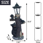 Black Bear Statue Welcome Sign with Solar Light - Black