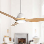 Bredoom 52" Ceiling Fan with Remote Control and LED Light - White or Light Brown