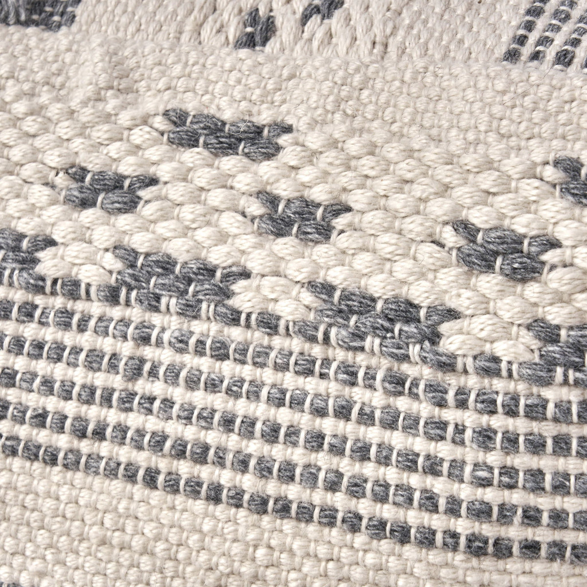 Ivory / Gray Large Faux Yarn Pouf with Polystyrene Bead Fill - Durable