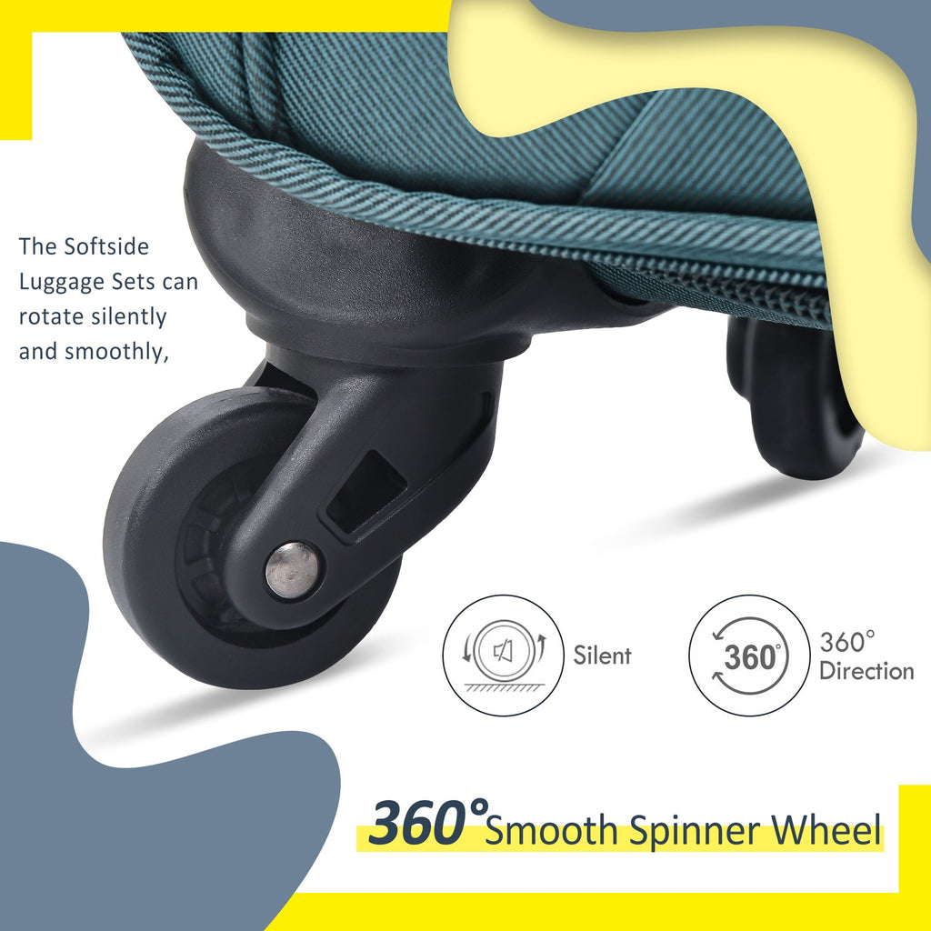 Expandable Softside Luggage 3 Piece Set with Spinner Wheels - Multiple Colors