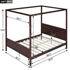 Canopy Platform Bed with Headboard and Footboard, Slat Support Leg - Queen