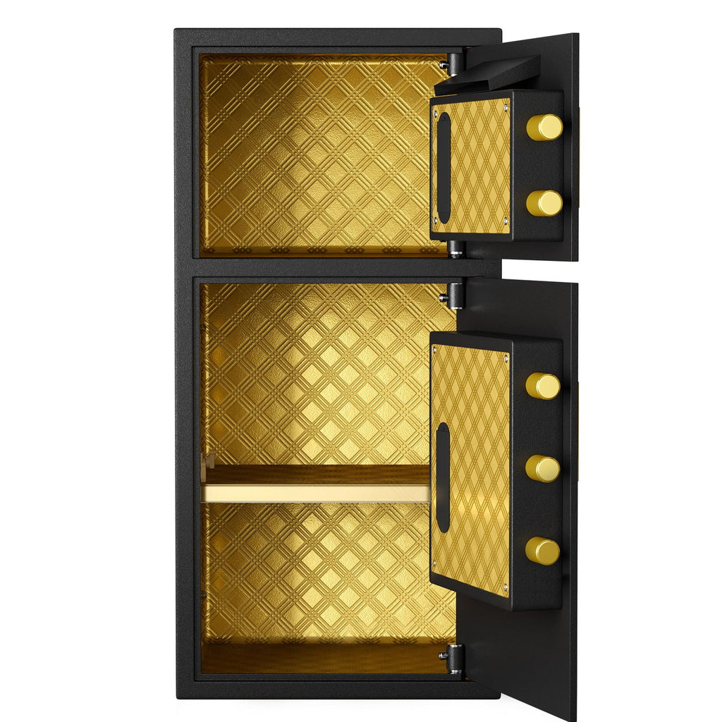 Large Double Door Digital Security Safe with Fireproof and Waterproof Bag - Black