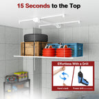 Overhead Garage Storage Rack with Crank System - Black or White