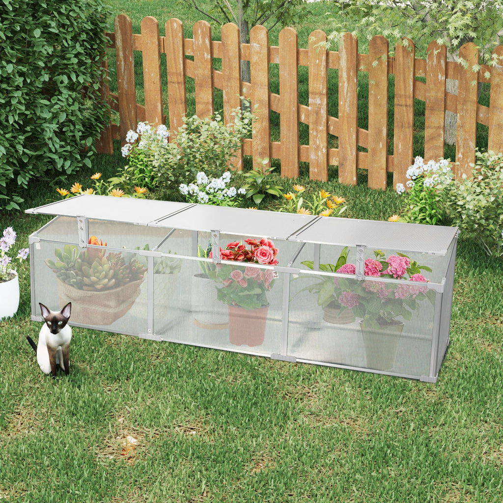 Polycarbonate Greenhouse with Durable Aluminum Frame - Silver