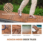 Light Brown Interlocking Deck Tiles with Diagonal Pattern - Outdoor 12" x 12"