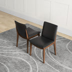 Mid-Century Modern Solid Wood Dining Chair Set with Fabric Upholstery - Multiple Colors