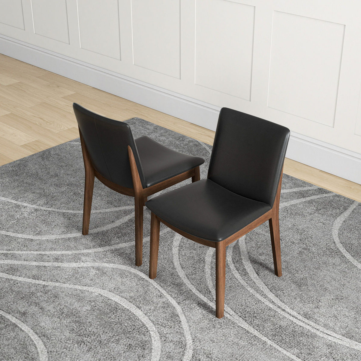 Mid-Century Modern Solid Wood Dining Chair Set with Fabric Upholstery - Multiple Colors