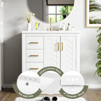 Ceramic Sink Vanity Combo with 3 Drawers and Soft Closing Doors - 30"
