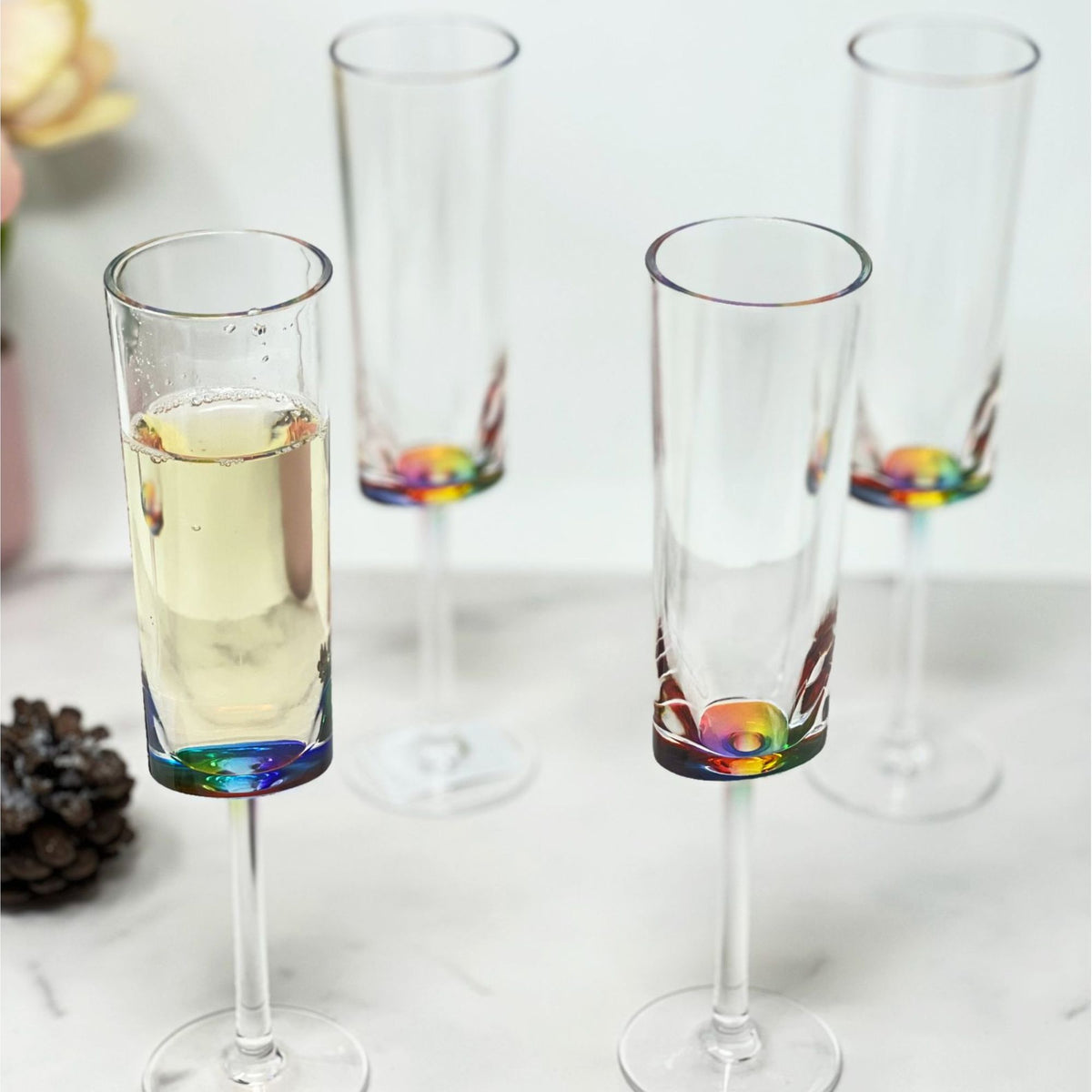 Clear Acrylic Unbreakable Champagne Flutes with 4 Oz Capacity - Set of 4