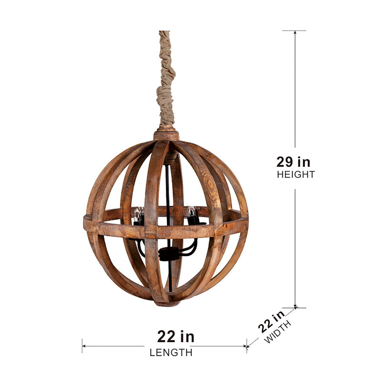 4 Light Wood Chandelier