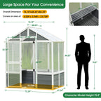 Wooden Greenhouse with Polycarbonate Panels - White / Gray
