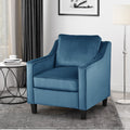 Blue Velvet Upholstered Club Chair with Contemporary Design - Blue