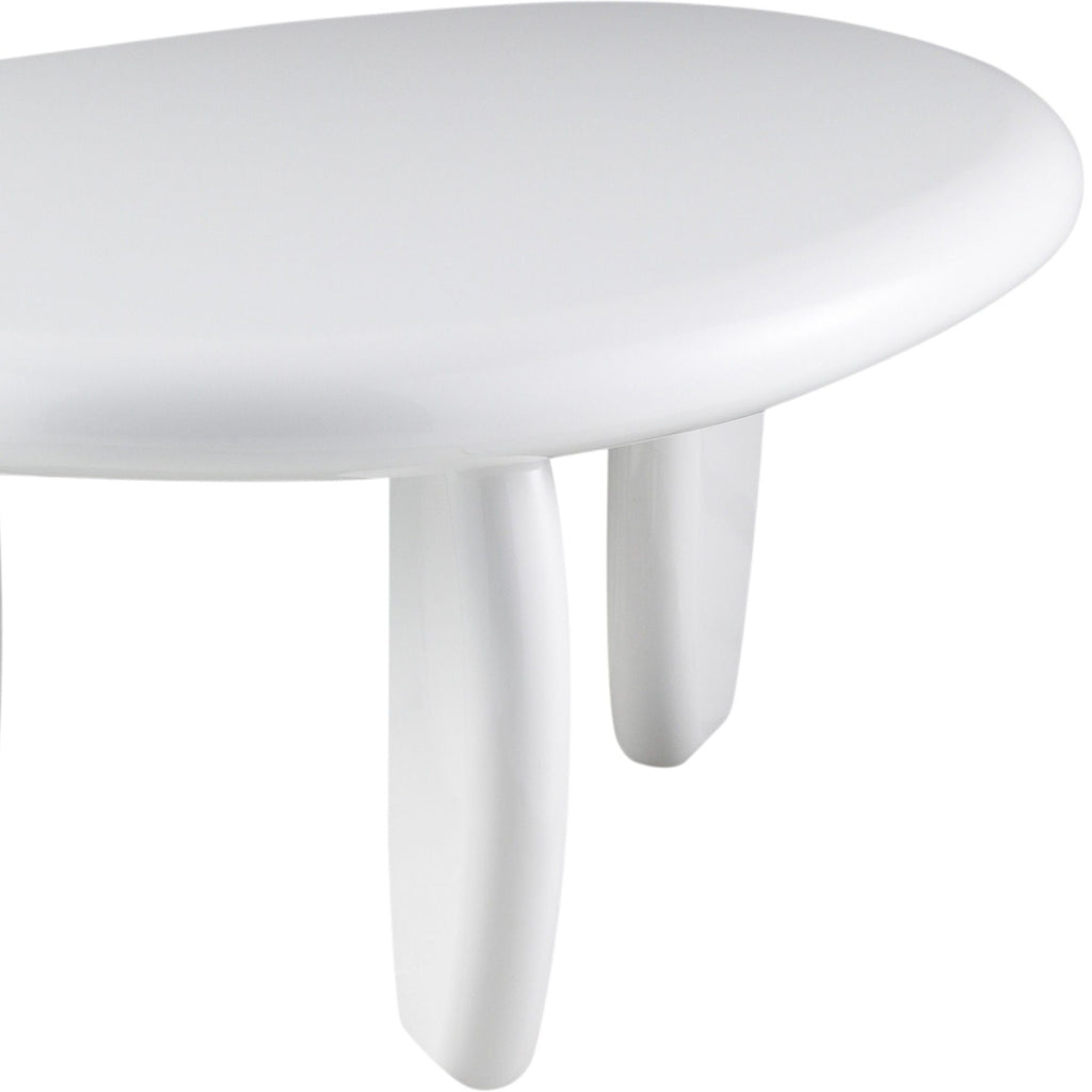 High Gloss End Table with Durable Synthetic Wood - White