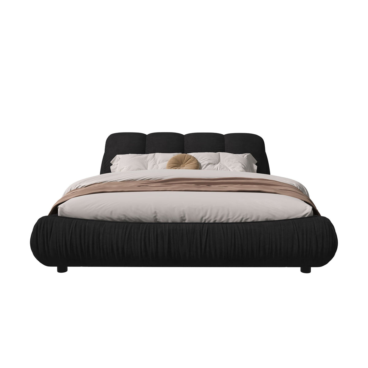 Upholstered Platform Bed with Oversized Padded Headboard