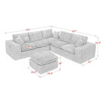 Sectional Sofa with Moveable Ottoman and Modular Design - Multiple Colors