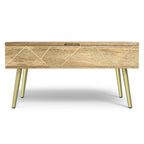 Handcrafted Lift Top Coffee Table with Storage - Light Brown
