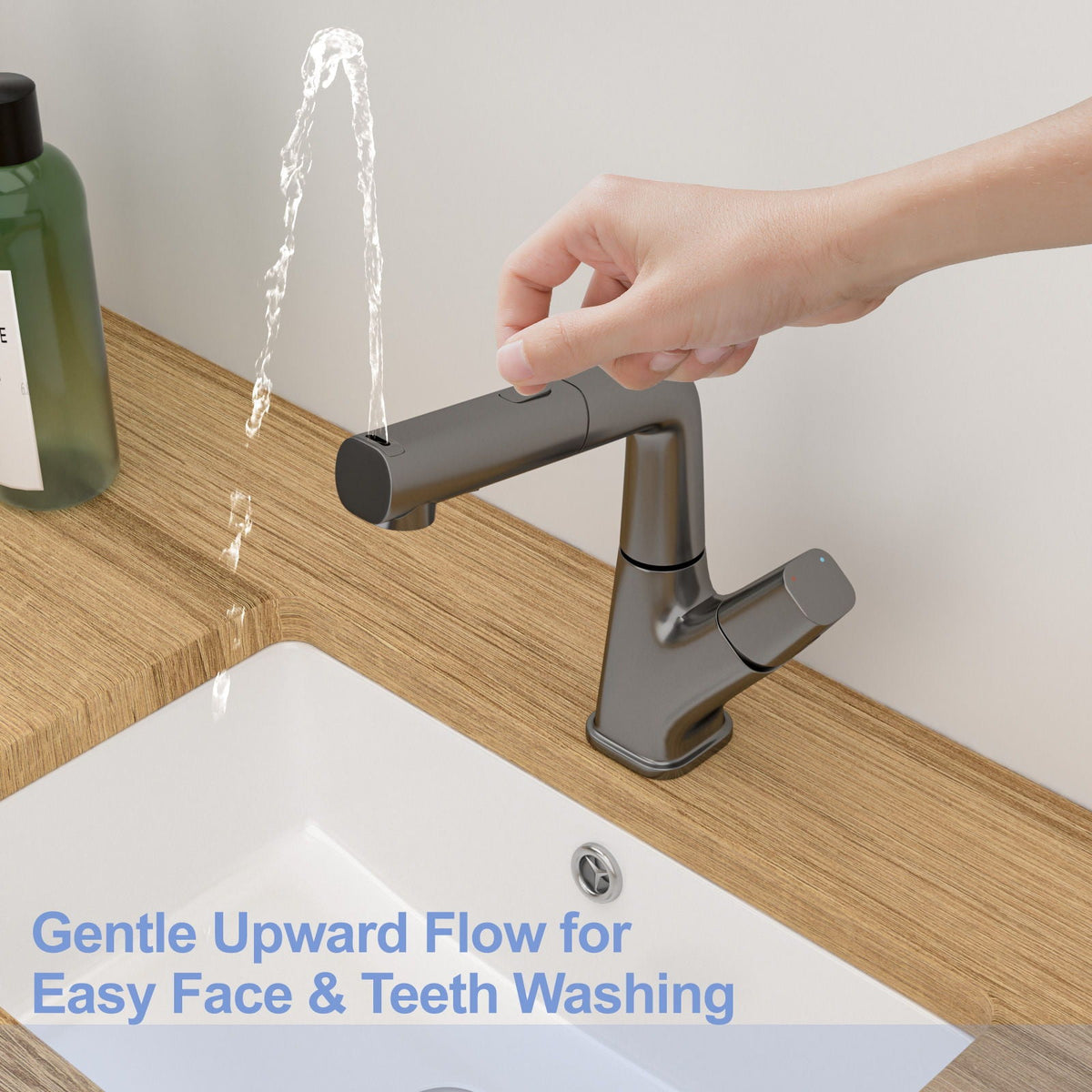 Pull Down Bathroom Sink Faucet with 3 Water Modes - Gunmetal Black